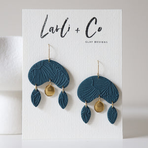 The Luxe Teal Ginkgo + Brass Statement Hooks